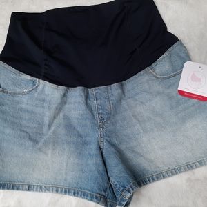 Womens Ingrid/Isabel Maternity Jean Shorts With Crossover Panel Size 14, 6,or 4